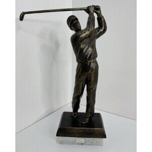 Male Golfer 9” Back Swing Golf Bronze Color Trophy Statue Figurine No Plaque